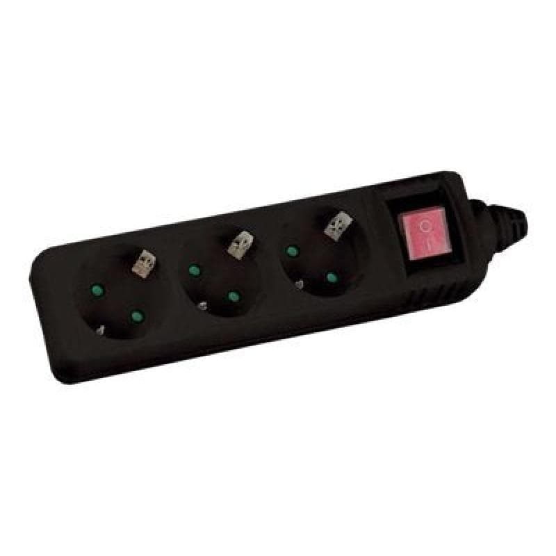 INLINE ® Steckdosenleiste, schwarz, 3-fach, 3x Schuko, mit Schalter, 1,5m Zuleitung, mit Kindersiche