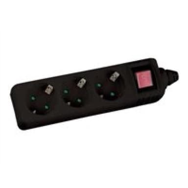 INLINE ® Steckdosenleiste, schwarz, 3-fach, 3x Schuko, mit Schalter, 1,5m Zuleitung, mit Kindersiche