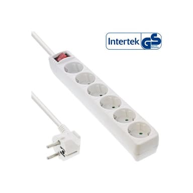 INLINE ® Steckdosenleiste, weiß, 6-fach, 6x Schuko, mit Schalter, 5m Zuleitung, mit Kindersicherung