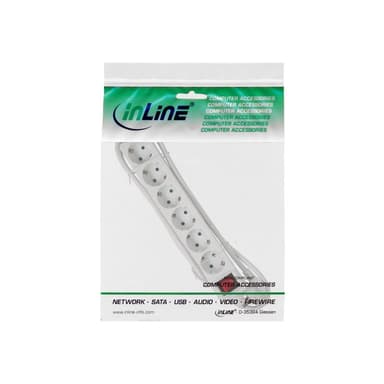 INLINE ® Steckdosenleiste, weiß, 6-fach, 6x Schuko, mit Schalter, 5m Zuleitung, mit Kindersicherung