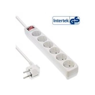 INLINE ® Steckdosenleiste, weiß, 6-fach, 6x Schuko, mit Schalter, 5m Zuleitung, mit Kindersicherung