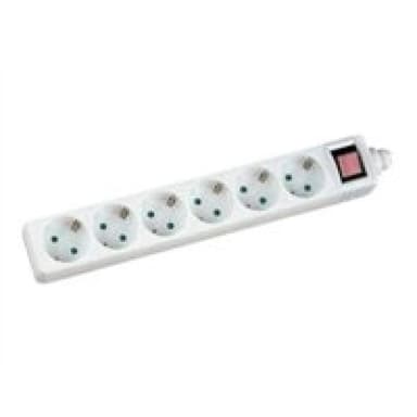 INLINE ® Steckdosenleiste, weiß, 6-fach, 6x Schuko, mit Schalter, 5m Zuleitung, mit Kindersicherung