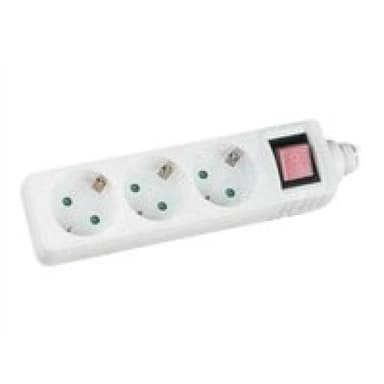 INLINE ® Steckdosenleiste, weiß, 3-fach, 3x Schuko, mit Schalter, 3m Zuleitung, mit Kindersicherung
