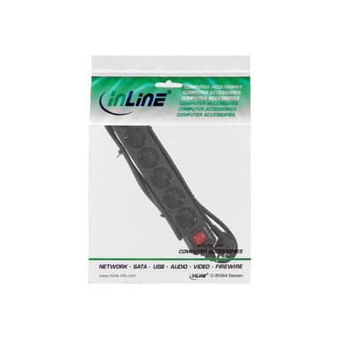 INLINE ® Steckdosenleiste, schwarz, 6-fach, 6x Schuko, mit Schalter, 1,5m Zuleitung, mit Kindersiche