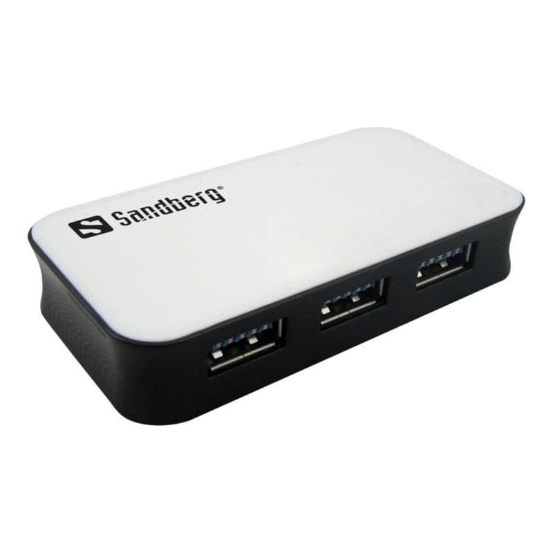 SANDBERG USB 3.0 Hub 4 ports Viermal USB 3.0 Ausgaenge Ueberlastungsschutz 1m USB 3.0 Kabel und 230V