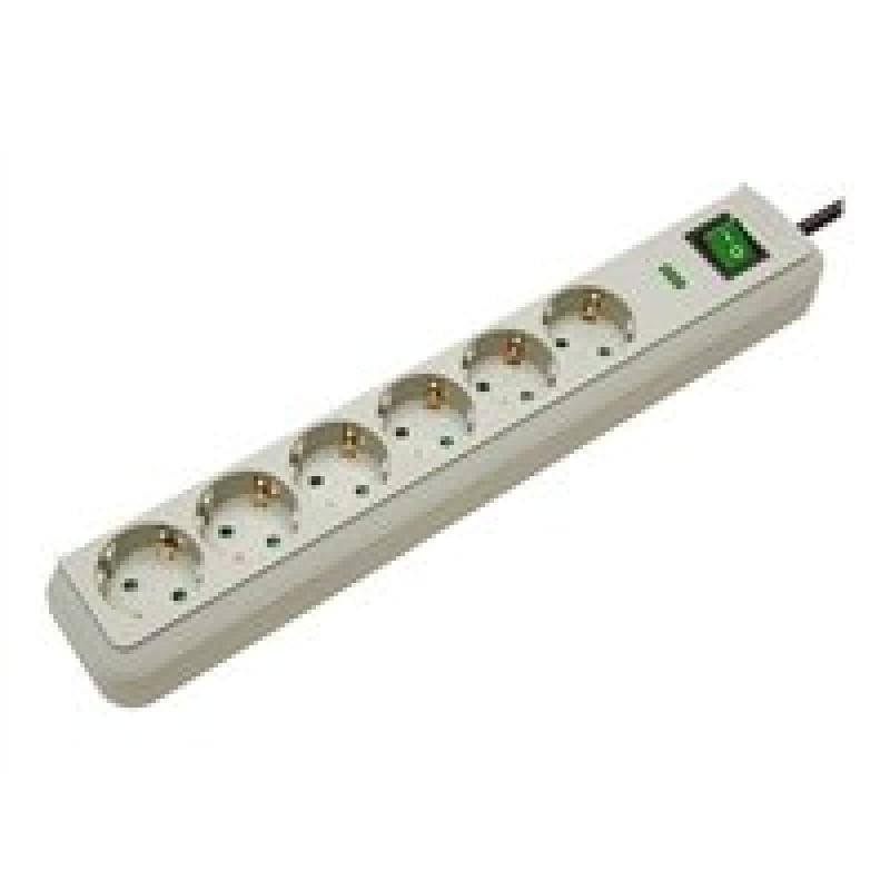 Steckdosenleiste ECO-Line 6fach 1,5m.Schalter bis 4500A grau