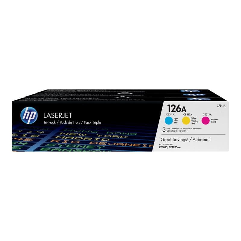 HP 126A Tri pack 3er Pack Gelb, Cyan, Magenta LaserJet Tonerpatrone (CF341A)