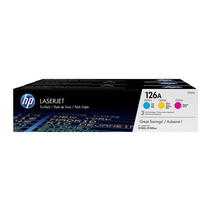 HP 126A Tri pack 3er Pack Gelb, Cyan, Magenta LaserJet Tonerpatrone (CF341A)