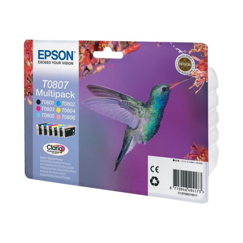 EPSON T0807 Multipack Schwarz, Gelb, Cyan, Magenta, hell Magenta, hell Cyan Tintenpatrone