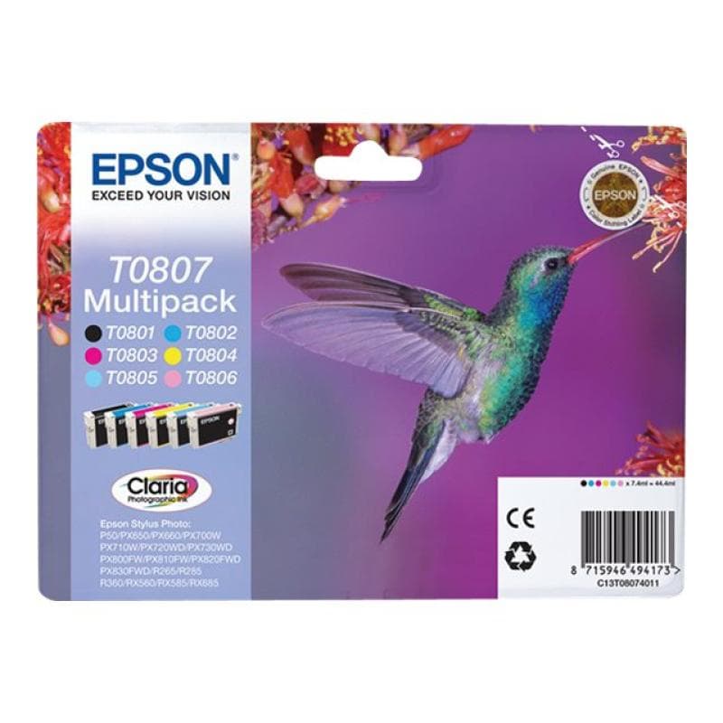 EPSON T0807 Multipack Schwarz, Gelb, Cyan, Magenta, hell Magenta, hell Cyan Tintenpatrone