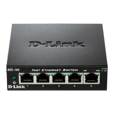 D-Link Fast Ethernet Switch DES-105, 5 Port, Desktop