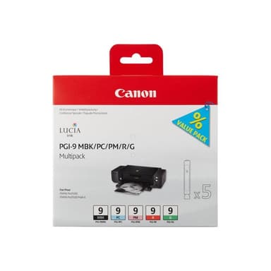 CANON PGI 9 MBK/PC/PM/R/G Multi Pack 5er Pack Rot, grün, mattschwarz, Photo Cyan, Photo Magenta