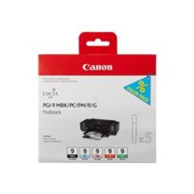 CANON PGI 9 MBK/PC/PM/R/G Multi Pack 5er Pack Rot, grün, mattschwarz, Photo Cyan, Photo Magenta