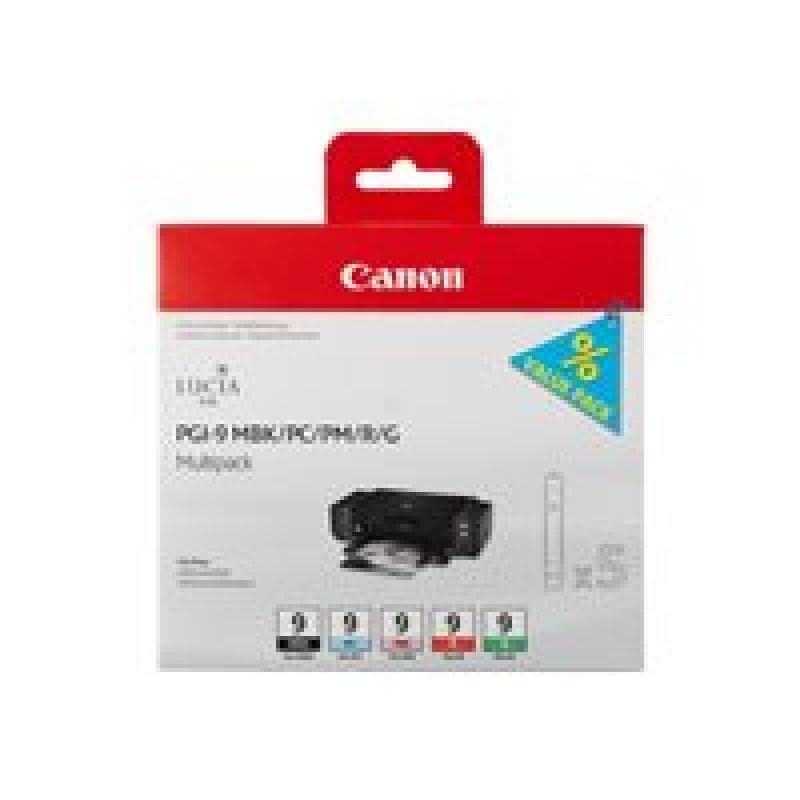 CANON PGI 9 MBK/PC/PM/R/G Multi Pack 5er Pack Rot, grün, mattschwarz, Photo Cyan, Photo Magenta