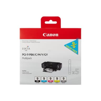 CANON PGI 9 PBK/C/M/Y/GY Multi Pack 5er Pack Grau, Gelb, Cyan, Magenta, Photo schwarz Tintenbehälter