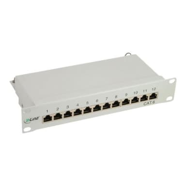 INLINE Patchfeld Cat.6, 12-fach, 25,4cm (10″), 1HE, lichtgrau, RAL7035