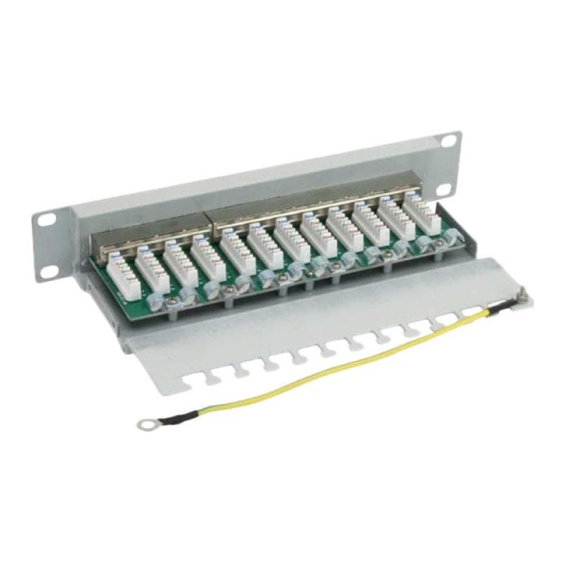 INLINE Patchfeld Cat.6, 12-fach, 25,4cm (10″), 1HE, lichtgrau, RAL7035