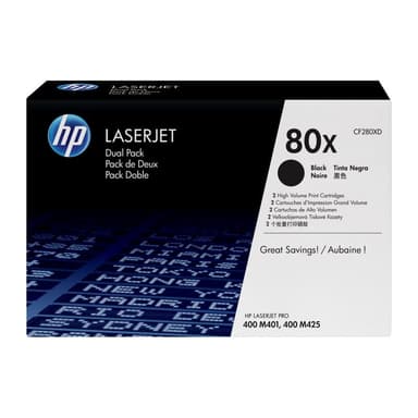 HP 80x 2er Pack Schwarz LaserJet Tonerpatrone (CF280XD)