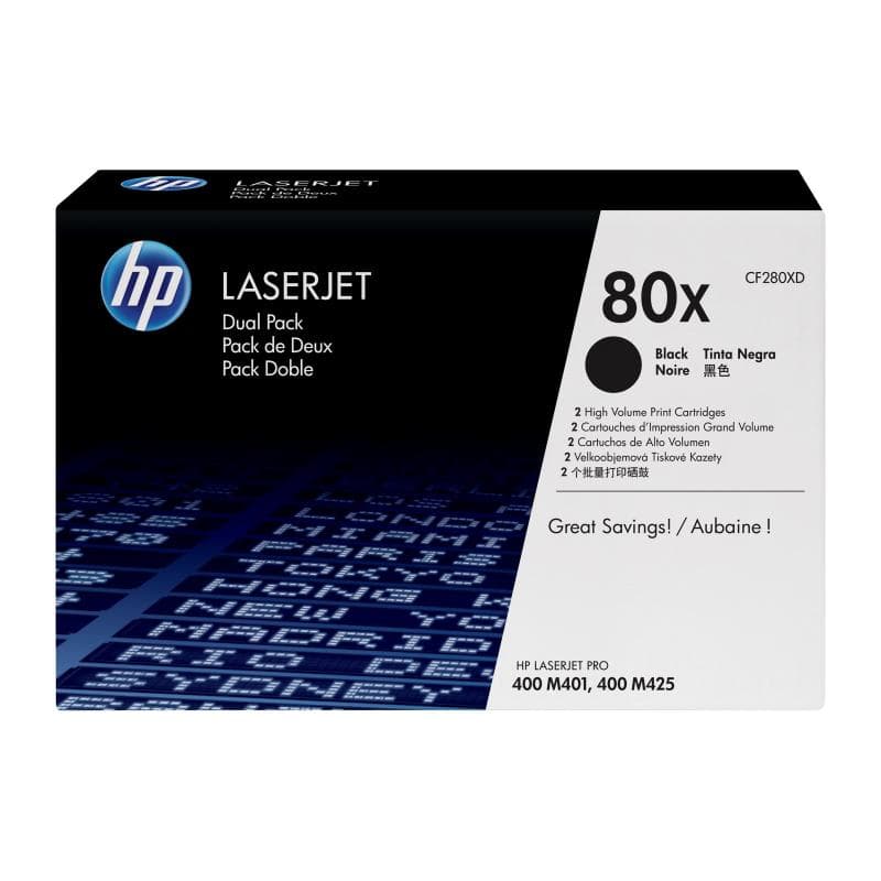 HP 80x 2er Pack Schwarz LaserJet Tonerpatrone (CF280XD)