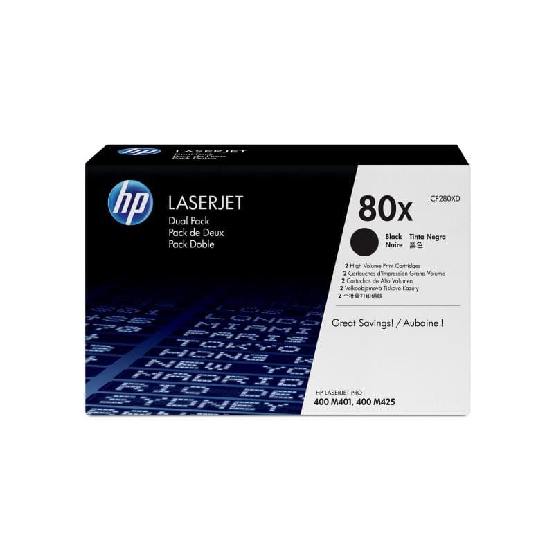 HP 80x 2er Pack Schwarz LaserJet Tonerpatrone (CF280XD)