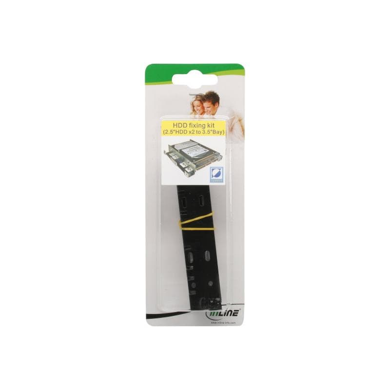 INLINE HDD/SSD Einbauschienen, 2x 6,35cm (2,5″) zu 8,89cm (3,5″), nur Rahmen und Schrauben, schwarz