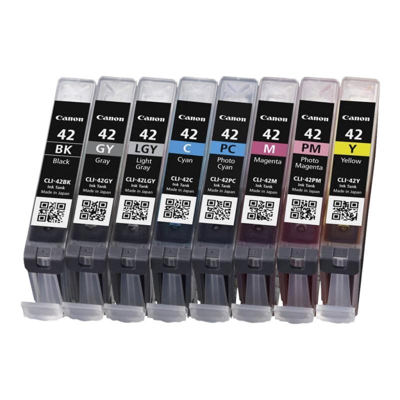 CANON CLI 42 BK/GY/LG/C/M/Y/PC/PM Multipack 8er Pack Dye Based Black, Dye Based Cyan, Dye Based