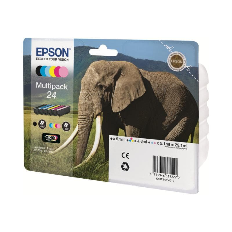 EPSON 24 Multipack 6er Pack Schwarz, Gelb, Cyan, Magenta, hell Magenta, hell Cyan Tintenpatrone