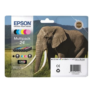EPSON 24 Multipack 6er Pack Schwarz, Gelb, Cyan, Magenta, hell Magenta, hell Cyan Tintenpatrone