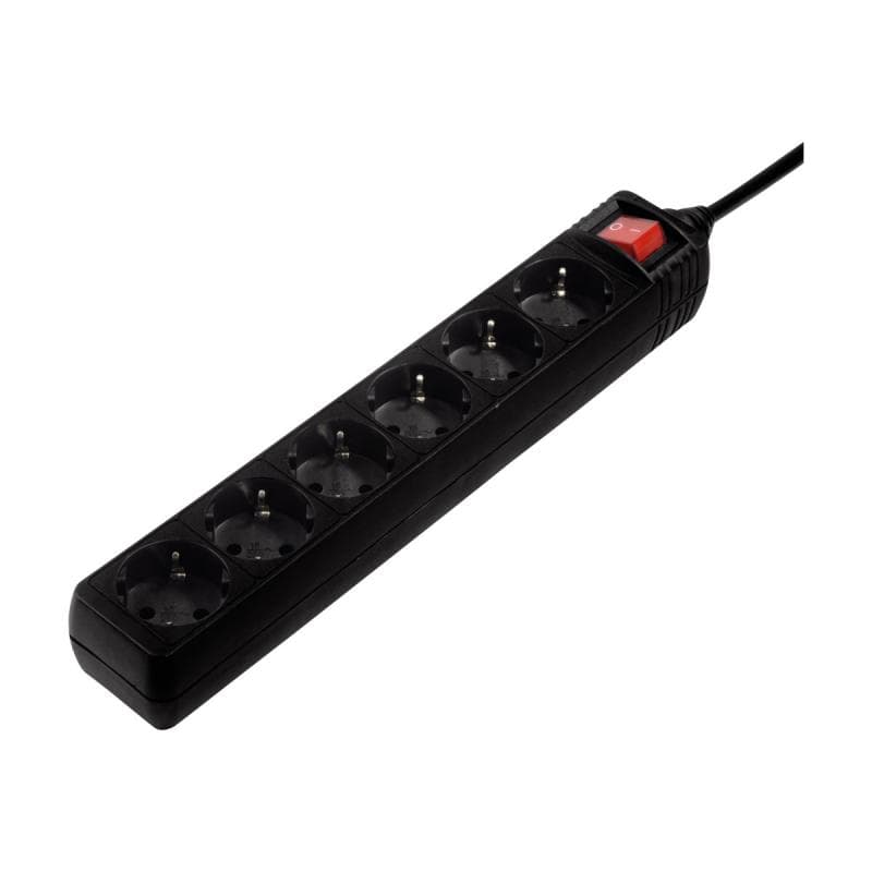 Hama 30394 Steckdosenleiste schwarz 6-fach mit Schalter, 1.4 m
