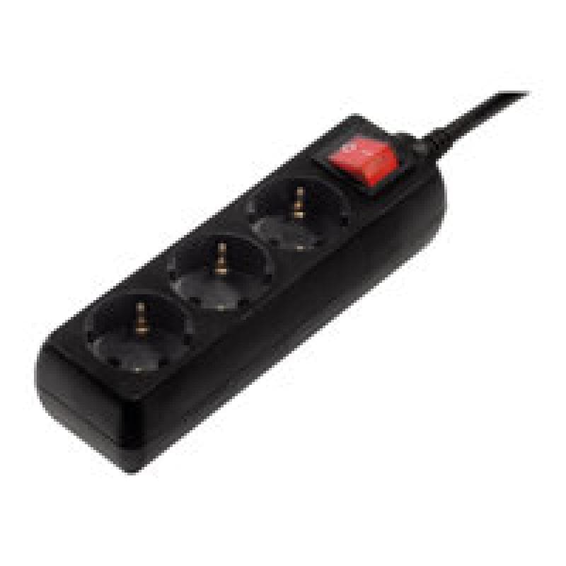 Hama 30392 Steckdosenleiste schwarz 3-fach mit Schalter, 1,4 m