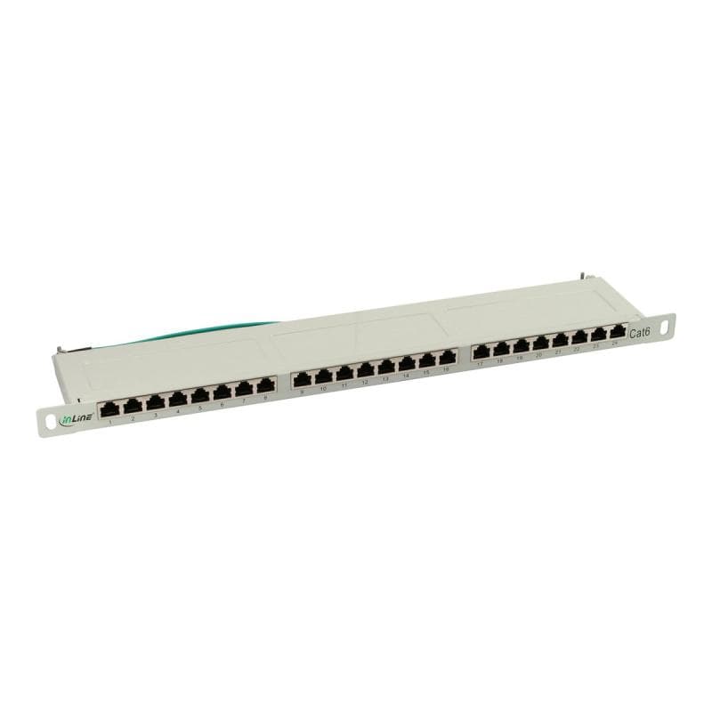 INLINE Patchfeld Cat.6, 24-fach, 48,26cm (19″), 0.5HE, lichtgrau, RAL7035