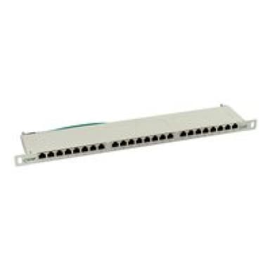 INLINE Patchfeld Cat.6, 24-fach, 48,26cm (19″), 0.5HE, lichtgrau, RAL7035