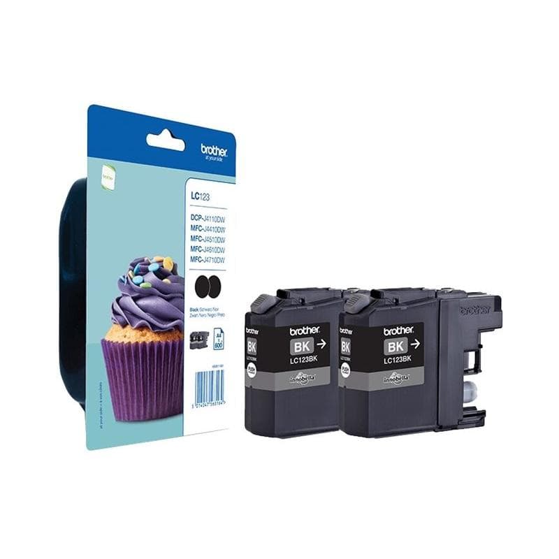 BROTHER LC123BK 2er Pack Schwarz Tintenpatrone