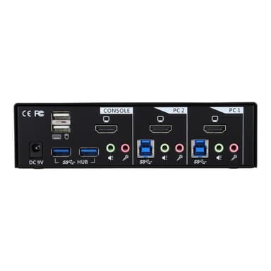 INLINE KVM Desktop Switch, 2-fach, HDMI, USB 3.0 Hub, mit Audio