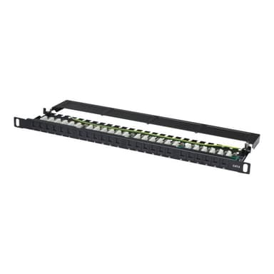 DIGITUS Patch Panel 48,3cm 19Zoll 24Port Cat6 ungeschirmt 0,5HE grau RAL7035 Kabelinstallation mit L