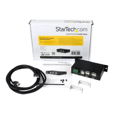 STARTECH.COM Industrieller 4 Port USB 2.0 Hub - Montierbarer USB Metall Hub in Schwarz - 4x USB-A (B
