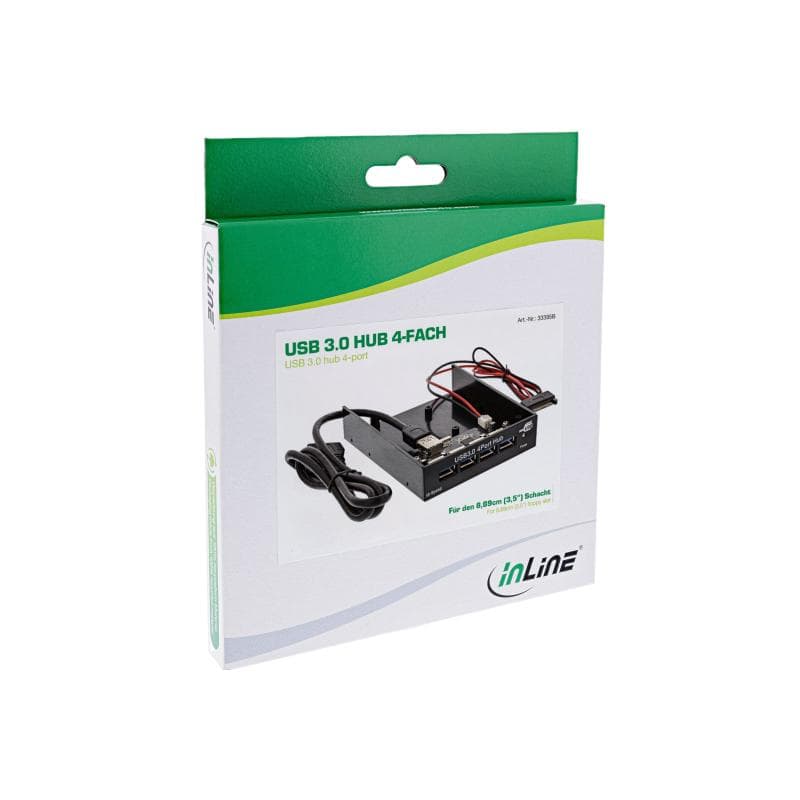 INLINE USB 3.0 Hub, 4-fach für den 8,89cm (3,5″) Schacht, schwarz