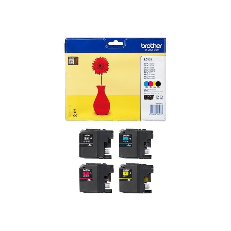 BROTHER LC121 Value Pack Schwarz, Gelb, Cyan, Magenta Tintenpatrone