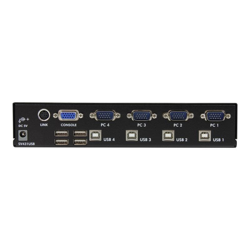 STARTECH.COM 4 Port VGA USB KVM Switch mit Hub - VGA KVM Umschalter für 4 PCs - Desktop KVM Switch m
