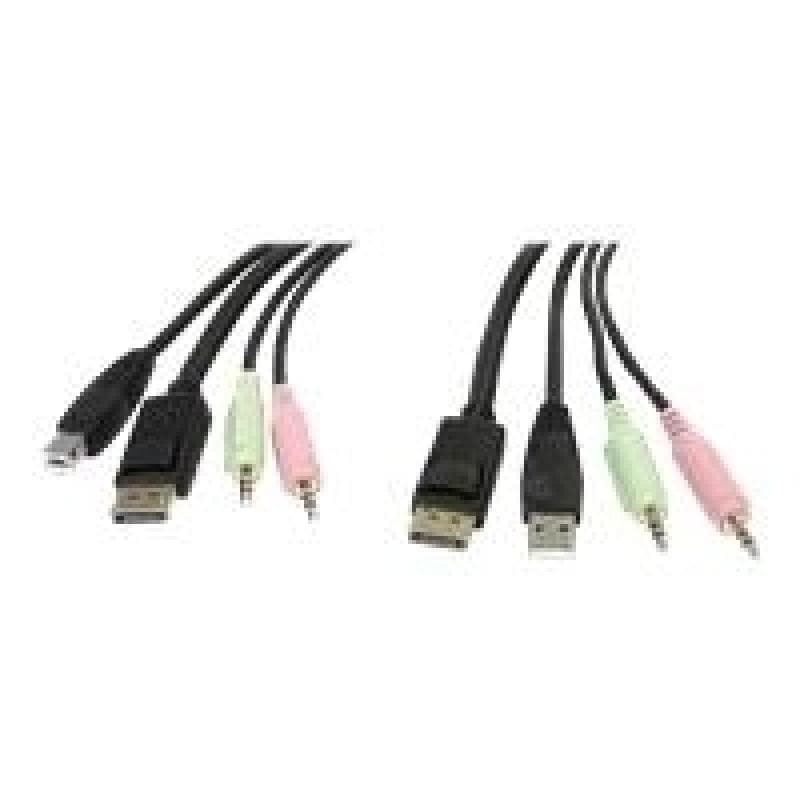 STARTECH.COM 1,8m 4-in-1 USB DisplayPort KVM-Switch Kabel mit Audio und Mikrofon
