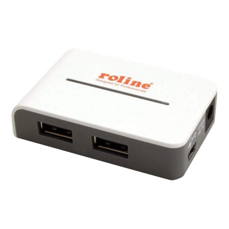 ROLINE ″ROLINE USB 2.0 Hub ″″Black and White″″, 4 Ports, mit Netzteil″