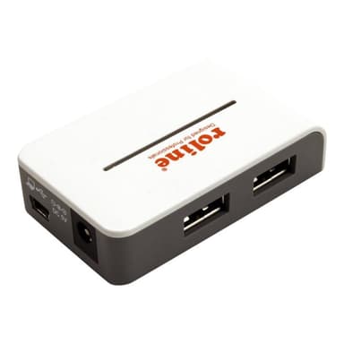 ROLINE ″ROLINE USB 2.0 Hub ″″Black and White″″, 4 Ports, mit Netzteil″