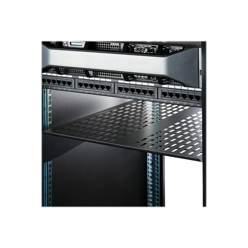STARTECH.COM 2 HE Fest montierter Fachboden für Server Rack/ Schrank bis 22 Kg - 55 cm Tief - belüft