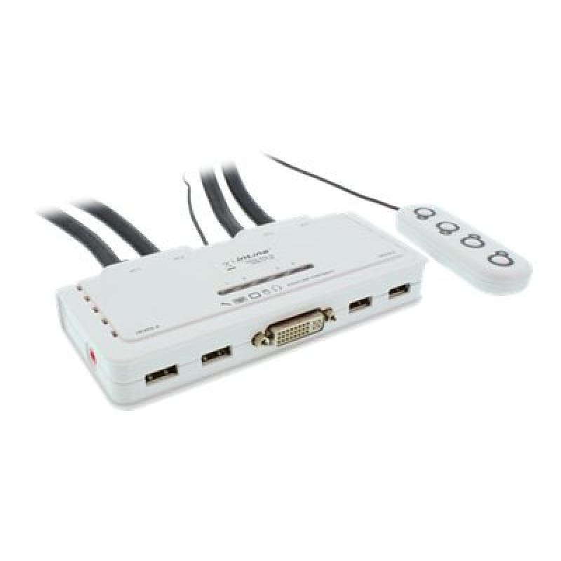 INLINE Adapter KVM Switch  4-Port INLINE (DVI/USB/Audio)  [wh]