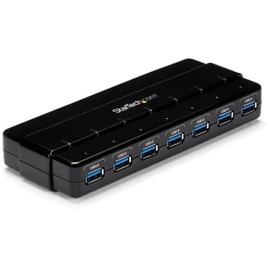 STARTECH.COM 7 Port USB 3.0 SuperSpeed Hub - USB 3 Hub Netzteil / Stromanschluss und Kabel - Schwarz