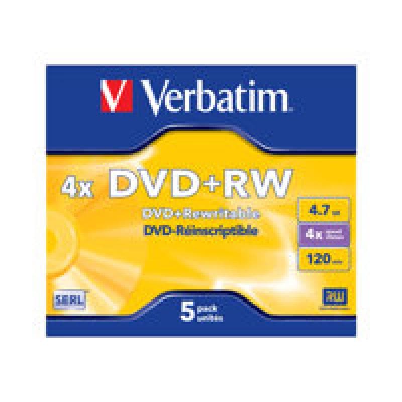 VERBATIM DVD+RW 4.7GB 4x, 5er Jewelcase