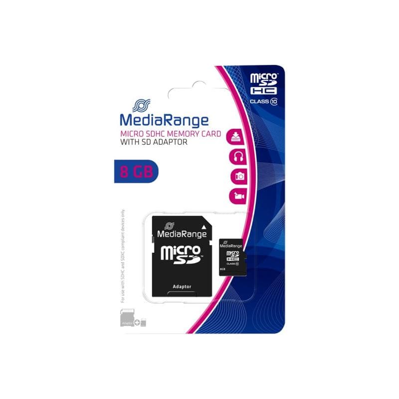 MEDIARANGE SD MicroSD Card  8GB MediaRange SD CL.10 inkl. Adapter