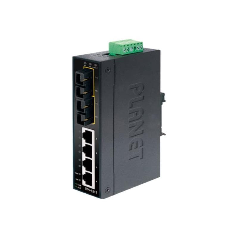 PLANET TECHNOLOGY Planet Industrial Fast Ethernet LWL Switch ISW-621T, 4x 100/10 Mbit/s (RJ45), 2x 1