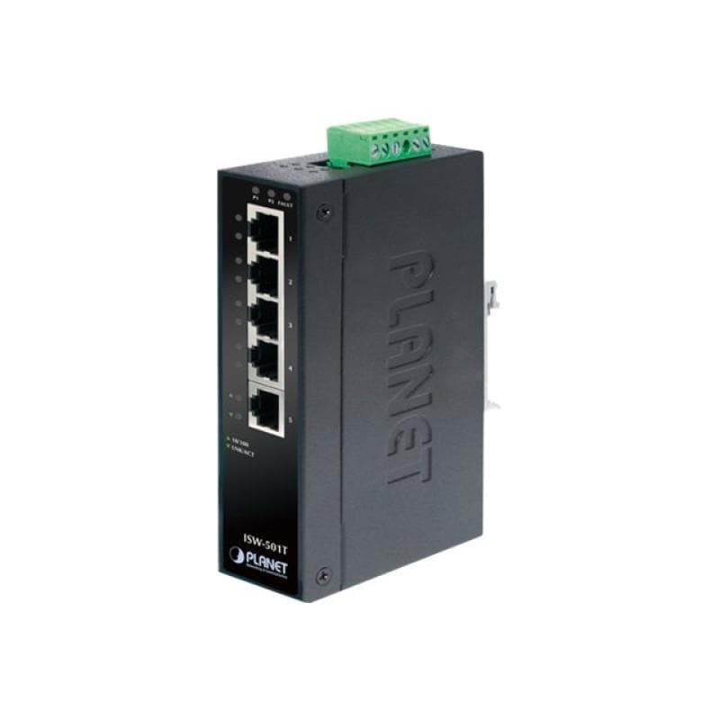 PLANET TECHNOLOGY Planet Industrial Fast Ethernet Switch ISW-501T, 5 Port, für Hutschienenmontage