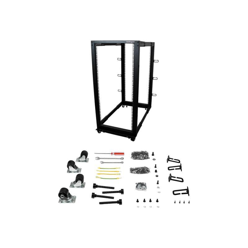 STARTECH.COM 25HE 4 Pfosten Open Frame Server Rack / Schrank tiefenverstellbar mit Rollen / Nivellie